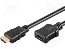 Cable, HDMI 1.4, HDMI socket, HDMI plug, 1m, black