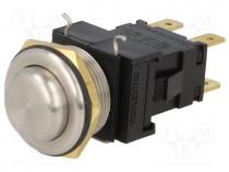 Switch  push-button, 2-position, DPDT, 12A/250VAC, ON-OFF