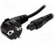 Power cable - Cable, CEE 7/7 (E/F) plug angled, IEC C5 female, 1.8m, black, PVC