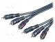 Cable, RCA plug x3,both sides, 2m, Plating  nickel plated, black