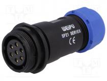 Waterproof connector - Plug, female, SP21, PIN 7, IP68, 7÷12mm, soldering, for cable, 500V