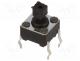 Tact Switch - Microswitch, 1-position, SPST-NO, 0.05A/12VDC, THT, 1.5N, 6x6mm