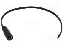 Cable, wires, DC 5,5/2,1 socket, straight, 0.5mm2, black, 1.5m