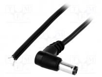   - Cable, wires, DC 5,5/2,1 plug, angled, 0.5mm2, black, 0.2m