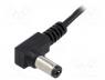 DC.CAB.2201.0025E - Cable, wires, DC 5,5/2,1 plug, angled, 0.5mm2, black, 0.25m