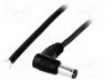 Cable, wires, DC 5,5/2,1 plug, angled, 0.5mm2, black, 1.5m