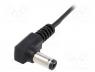 Cable, wires, DC 5,5/2,5 plug, angled, 0.5mm2, black, 1.5m