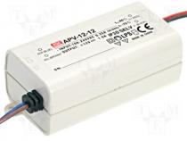 Pwr sup.unit  switched-mode, LED, 12W, 15VDC, 0.8A, 90÷264VAC, IP42