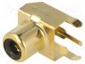 Connectors AV - Socket, RCA, female, angled 90, THT, brass, gold-plated, on PCBs
