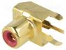 Socket, RCA, female, angled 90, THT, brass, gold-plated, on PCBs