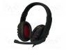  - Headphones with microphone, black,red, USB, 20÷20000Hz, 32, 2.2m