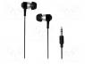 HS0015A - Headphones, black, Jack 3,5mm, 0.05÷18kHz, 109dB, 1.1m
