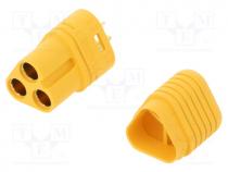 Plug, DC supply, MT60, female, PIN  3, for cable, soldered, 30A, 500V