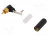 Plug, RCA, male, angled 90, soldering, black, gold-plated, 7.36mm