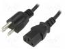 KAB-USA-P3-1.5-BK - Cable, IEC C13 female,NEMA 5-15 (B) plug, 1.5m, black, PVC, 10A