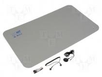 Antistatic Materials - Protective bench kit, ESD, L  1.2m, W  0.6m, Thk  2mm, grey, 1M/km