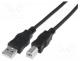 Cable, USB 2.0, USB A plug,USB B plug, nickel plated, 0.5m, black