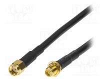WL0101 - Cable, 50, 5m, reverse,SMA socket,SMA plug, shielded, black