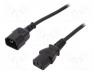 Cable assemblies - Cable, IEC C13 female,IEC C14 male, 1.8m, black, 10A, 250V