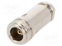   - Plug, N, female, straight, 50, RG58, clamp, for cable, teflon