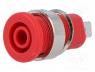 Banana Connector - Socket, 4mm banana, 32A, red, nickel plated, on panel, insulated