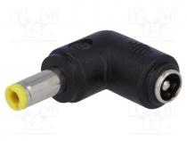 Adapter, Out  5,5/2,5, Plug  right angle, Input  5,5/2,1, 7A