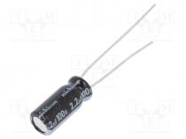  Low Impedance - Capacitor  electrolytic, THT, 2.2uF, 100VDC, Ø5x11mm, Pitch  2mm