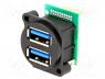 Connector USB - Socket, USB A, for panel mounting,screw, pin header, double
