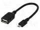 AA0035 - Cable, OTG,USB 2.0, USB A socket,USB B micro plug, 0.2m, black