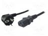   - Cable, CEE 7/7 (E/F) plug angled,IEC C13 female, 3m, black, 10A