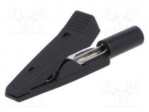 Crocodile clip, 10A, 60VDC, black, Overall len  41.5mm