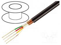 Wire  microphone cable, 3x0,22mm2, black, OFC, PVC, -15÷70C