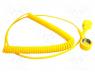 Coiled earth lead, ESD, yellow, 1M, 1.8m