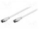 Cable, 75, 1.5m, F plug "quick",both sides, white