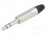 Plug, Jack 6,3mm, male, stereo, ways  3, straight, for cable, silver
