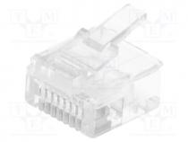 RJ45WK - Plug, RJ45, PIN  8, short, Layout  8p8c, for cable, IDC,crimped