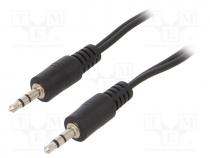  - Cable, Jack 3.5mm 3pin plug,both sides, 1.2m, black, PVC