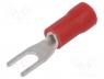 ST-090/R - Tip  fork, M3, Ø  3.2mm, 0.5÷1mm2, crimped, for cable, insulated, red