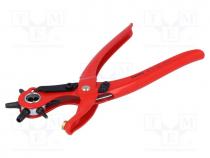 Pliers, for making holes in leather, fabrics and plastics