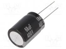 Capacitors Electrolytic - Capacitor  electrolytic, THT, 68uF, 400VDC, Ø18x25mm, 20%, 10000h