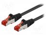 Patch cord, S/FTP, 6, stranded, CCA, PVC, black, 0.5m, 27AWG