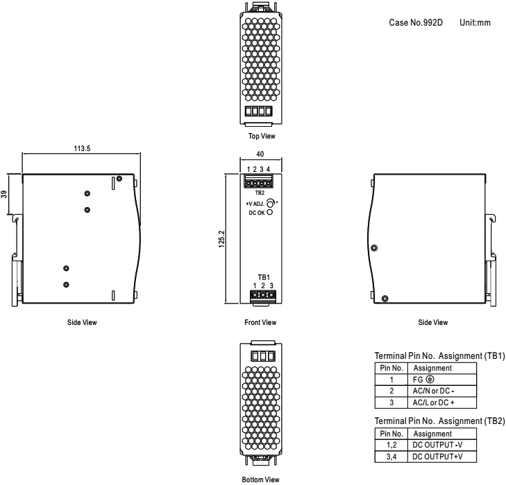 Power supply switched-mode, 156W, 24VDC, 6.5A, 90÷264VAC, 600g - 28.46 .