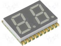 Display LED SMD double 7-segment 10mm red 2-5mcd anode