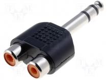 Adaptor 2x Phono socket - Jack plug 6.3 stereo