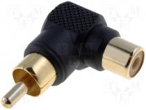 Adaptor angled Phono plug - Phono socket black