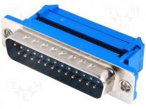 Connector D Sub male PIN 25 IDC for ribbon cable crimped