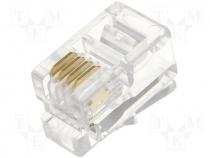 Connector RJ9 plug PIN 4 IDC crimped on cable