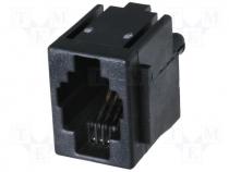 Connector RJ9 socket PIN 4 straight with panel stop blockade