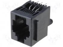 Connector RJ12 socket PIN 6 THT Pin layout 6p6c 16.38mm