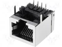 Connector RJ45 socket PIN 8 shielded THT Pin layout 8p8c